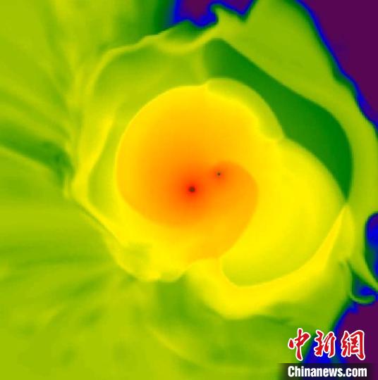 双星共有包层演化数值模拟。　中科院云南天文台 供图